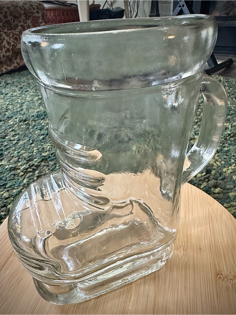 Clear Glass Vintage Ice Skate Shaped Mug with Handle
